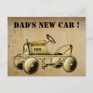 Vaters neues Auto... Vintage Postkarte