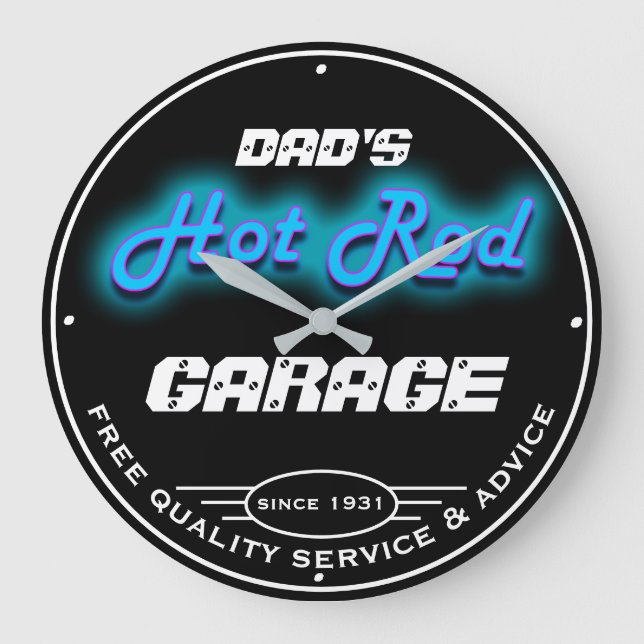 Vaters oder irgendein Name Garage Blue Imitate suc Große Wanduhr (Vorderseite)