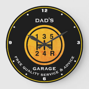Vaters oder irgendeine Namensgarage, Black Gold Ge Große Wanduhr