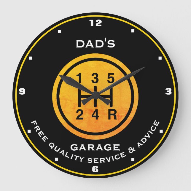 Vaters oder irgendeine Namensgarage, Black Gold Ge Große Wanduhr (Vorderseite)