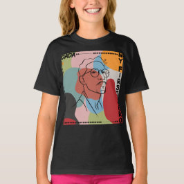 Vaters Schwarze Linie Zeichne auf farbigen Formen T-Shirt