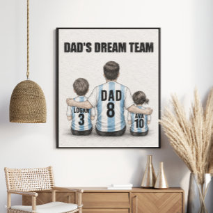 Vaters Traumteam Fußball-Familienporträt Poster