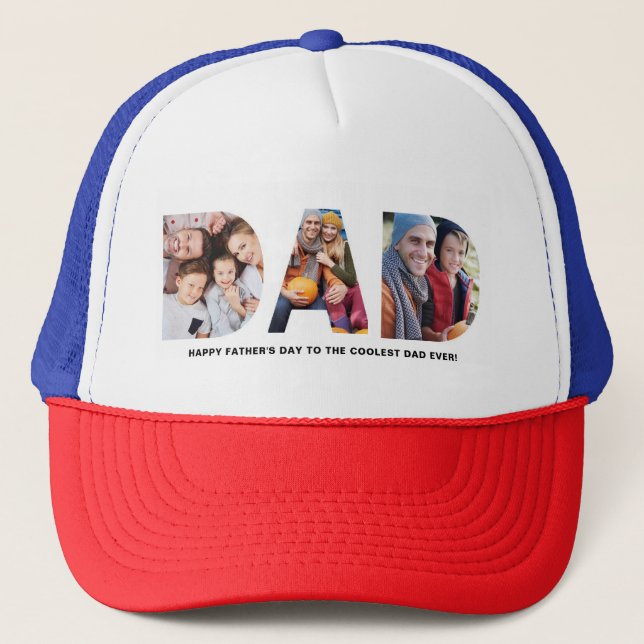 Vatertag 3 Foto Personalisiert Truckerkappe (Vorderseite)