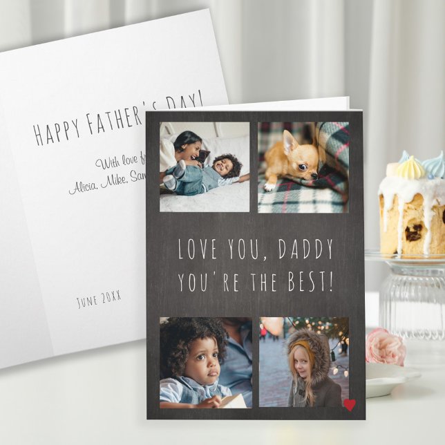 Vatertag 4 Foto Collage Liebe Papa grau Karte (Von Creator hochgeladen)