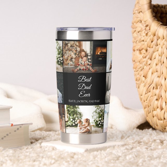 Vatertag 8 Fotos Collage Bester Vater je Thermobecher (Wohnzimmer)