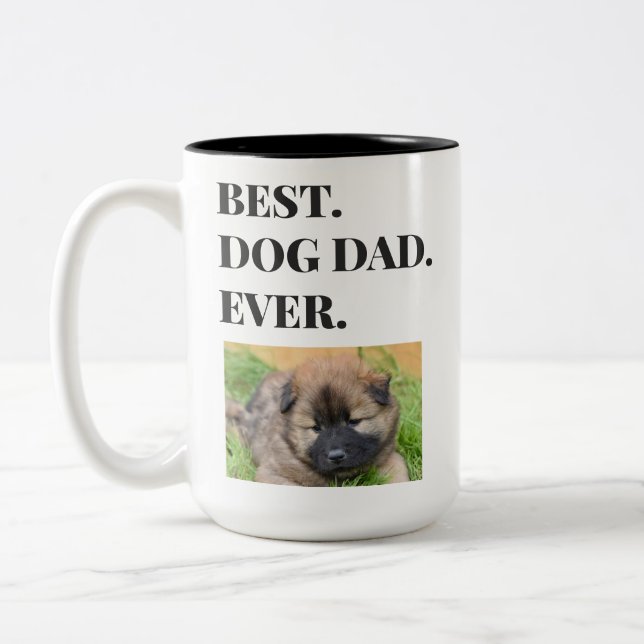 Vatertag Bester Hund Vater je Foto Zweifarbige Tasse (Links)