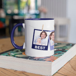 Vatertag Bester Vater je 3 Foto Collage Navy Tasse