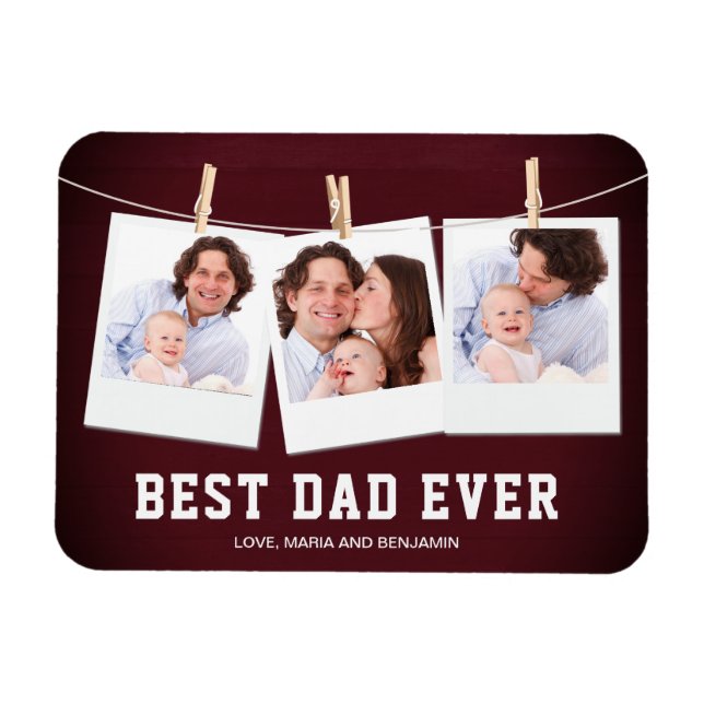 Vatertag | Bester Vater je 3 FotoCollage Magnet (Horizontal)