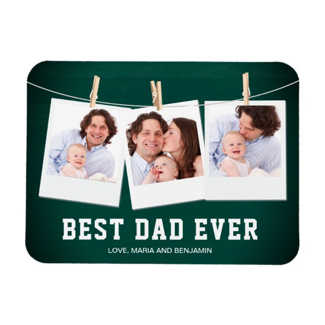 Vatertag| Bester Vater je 3 FotoCollage Magnet (Horizontal)