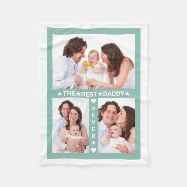Vatertag Bester Vater je Familienfoto Collage Fleecedecke (Vorderseite)