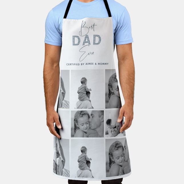 Vatertag Bester Vater je Foto Collage Blue Schürze (Easily personalize this Best Dad Ever apron with photos and your text for a unique gift for dad)