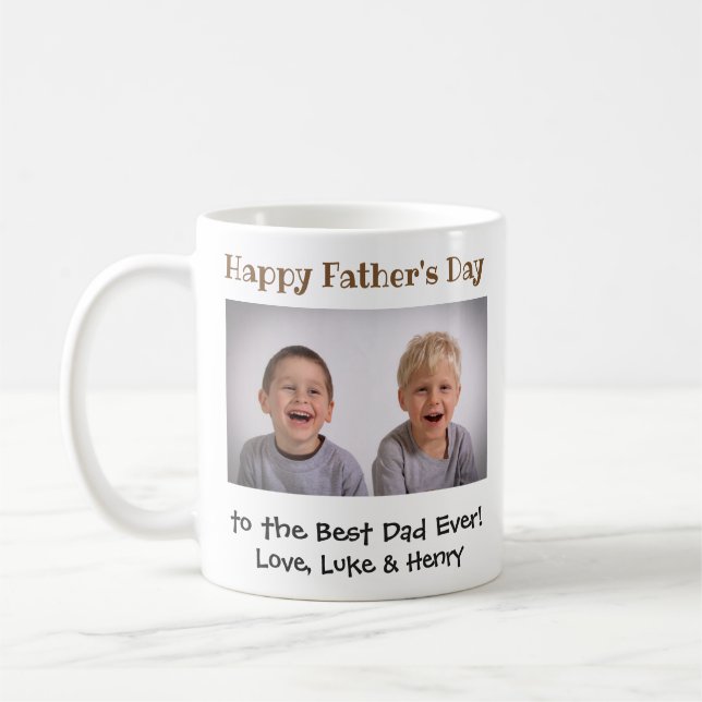 Vatertag Bester Vater je Kind Foto Kaffeetasse (Links)