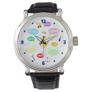 Vatertag Bester Vater Word Wolken King Crown Liebe Armbanduhr