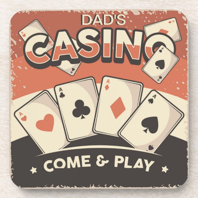 Vatertag Casino Poker Karten Getränkeuntersetzer (Vorderseite)