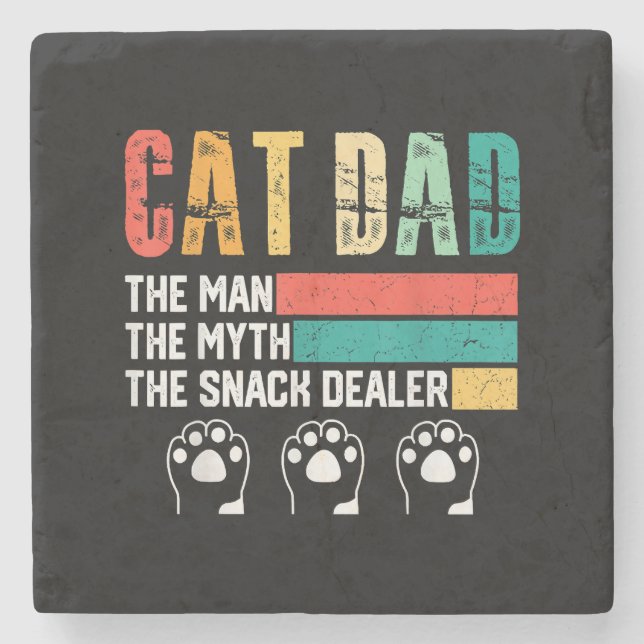 Vatertag Cat Vater Steinuntersetzer (Vorderseite)