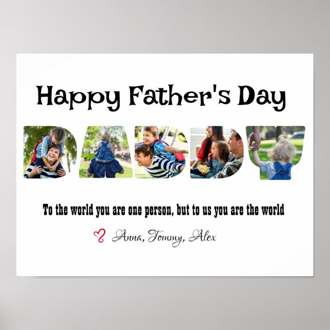 Vatertag Daddy Foto Collage Letter geformt Poster (Vorne)