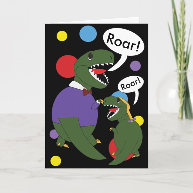 Vatertag Dinosaurier von Tochter personalize Karte (Vorderseite)