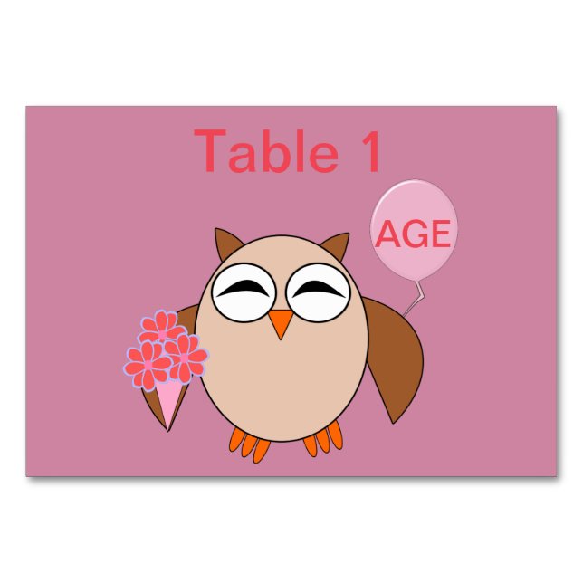 Vatertag - Eule Tablecard Tischnummer (Vorderseite)