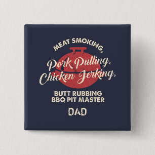 Vatertag Fleisch Räuchern BBQ Pit Master Papa Button