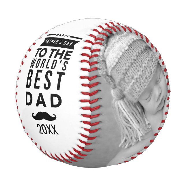 Vatertag Foto Personalisiert Baseball (Schrägansicht)