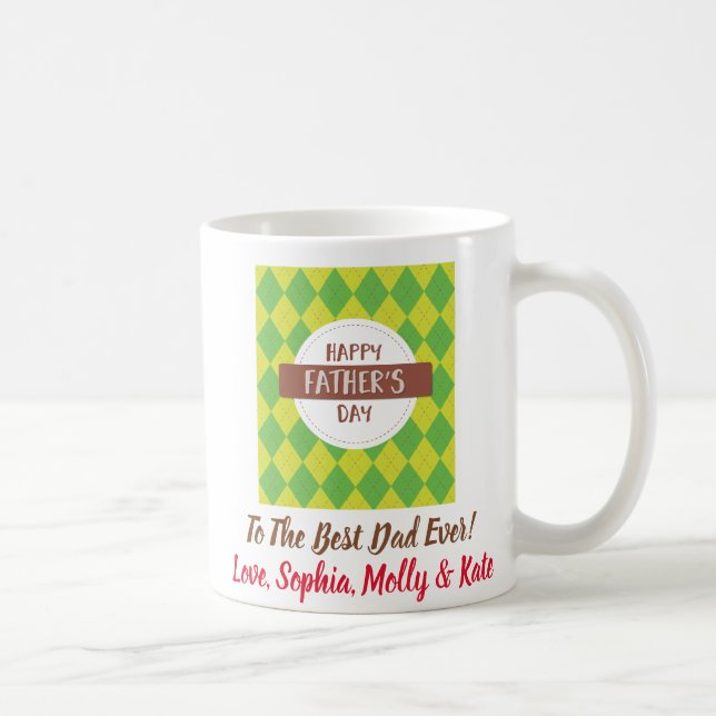 Vatertag Foto Vater am besten je Kariert Kaffeetasse (Rechts)