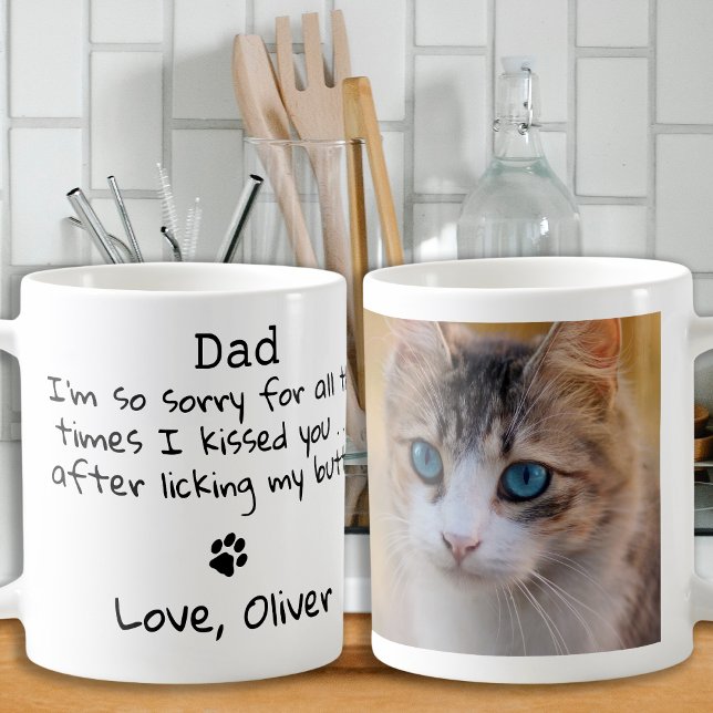 Vatertag - Funny Cat Vater Custom Pet Foto Kaffeetasse (Von Creator hochgeladen)