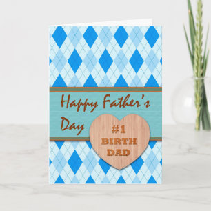 Vatertag für den Vater der Geburt, Holzherz, Raute Karte