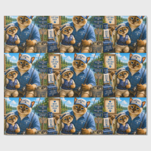 Vatertag für Katzenpapa-Angler Geschenkpapier