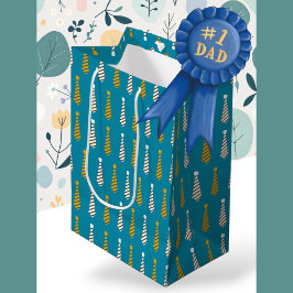 Vatertag | Gelbe und Aquamarine blaue Krawatte Mittlere Geschenktüte