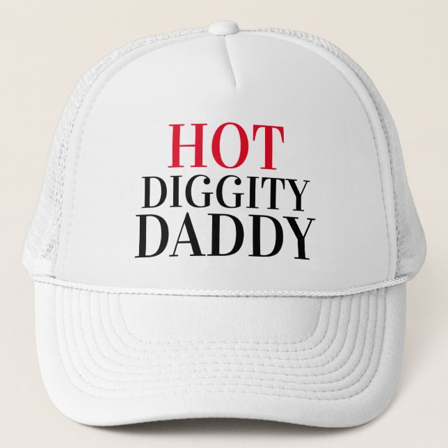 Vatertag Geschenk Idee Baseball HOT DIGGITY DADDY Truckerkappe (Vorderseite)