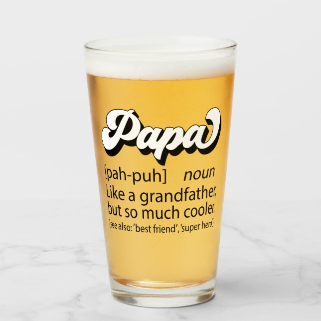 Vatertag Geschenk, Retro Papa, Papa Definition Glas (Vorne (Gefüllt))