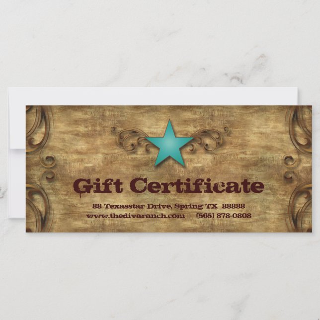 Vatertag Geschenkgutschein-Karte Texas Star (Vorderseite)