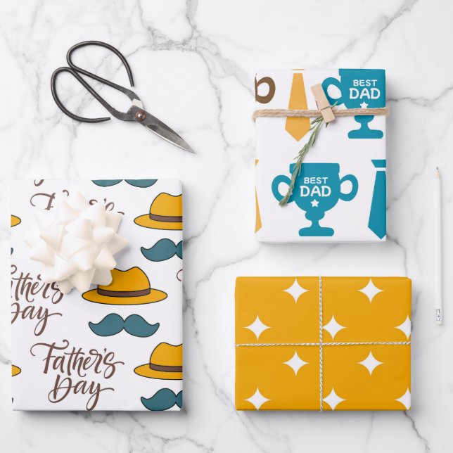 Vatertag Gewinner Vater Set Geschenkpapier Set (Vorderseite)