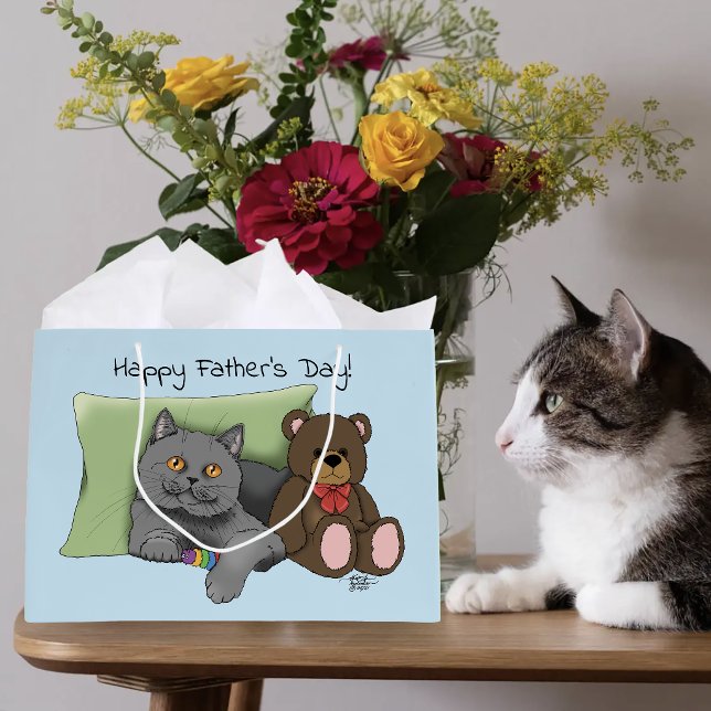 Vatertag Graue Katze Große Geschenktüte (Von Creator hochgeladen)