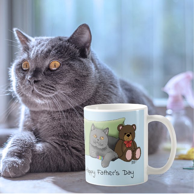 Vatertag Graue Katze Kaffeetasse (Von Creator hochgeladen)