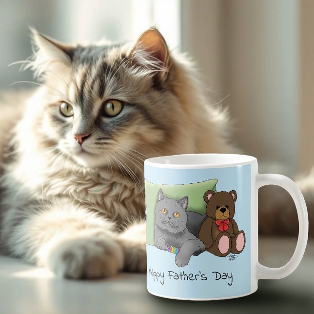 Vatertag Graue Katze Kaffeetasse (Von Creator hochgeladen)