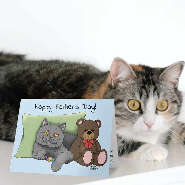 Vatertag Graue Katze Karte (Von Creator hochgeladen)