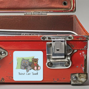 Vatertag Graue Katze Quadratischer Aufkleber