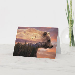 Vatertag Grizzlybär und Berge Karte