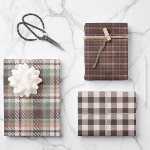 Vatertag Grün & Braun Kariert Geschenkpapier Set
