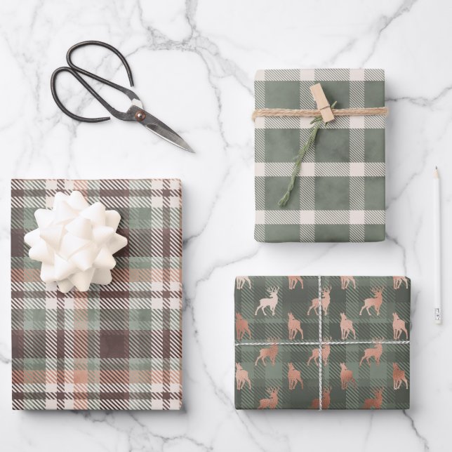 Vatertag Grün Kariert Buck Geschenkpapier Set (Vorderseite)