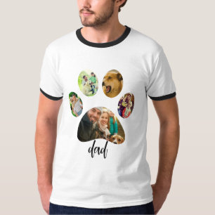 Vatertag Hund Vater 5 Paw Print Foto Collage T-Shirt
