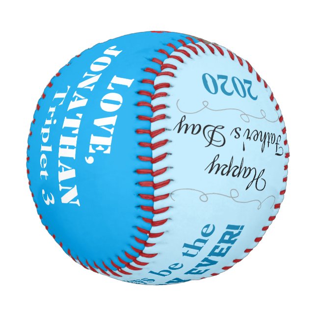 Vatertag Junge Triplet Blue Foto Baseball (Schrägansicht)