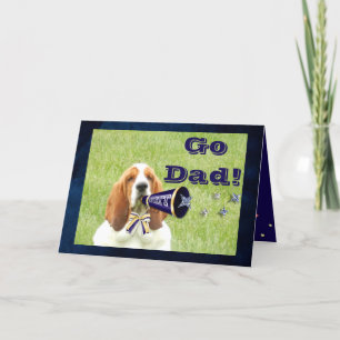 "Vatertag" Karte mit Basset Hound Cheerleader