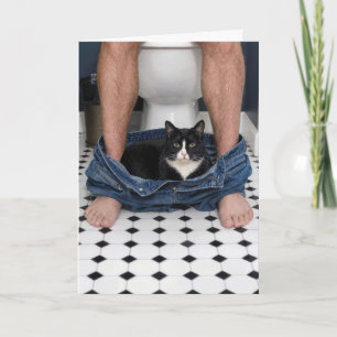 Vatertag Katzen-Badezimmer Lustiger Moment Karte