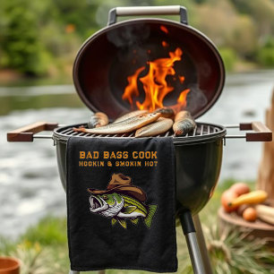 Vatertag Lustiger Fisch mit Cowboyhut   Geschirrtuch
