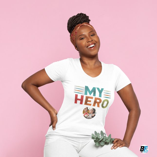 Vatertag | Mein Held | Foto mit Vater T-Shirt (Von Creator hochgeladen)