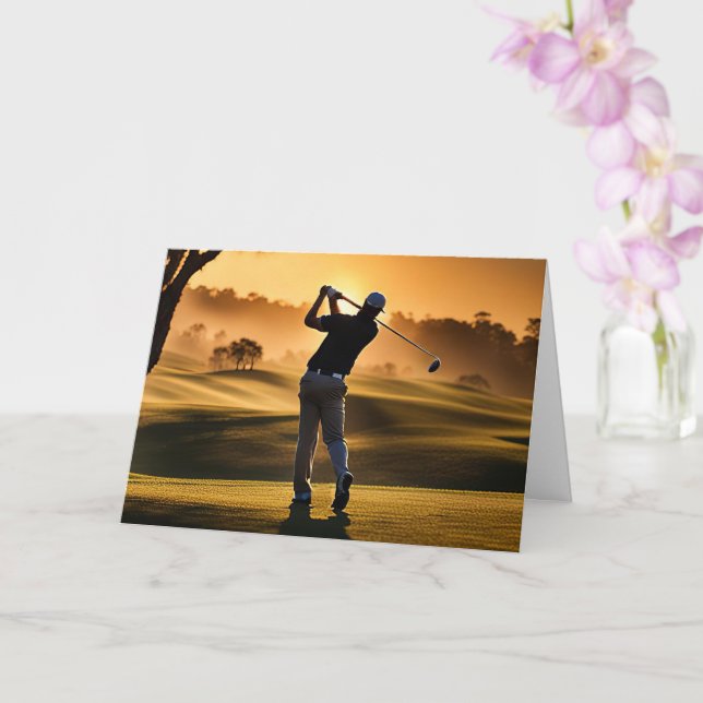 Vatertag mit Golfer auf Golfplatz Swinging Karte (Orchidee)