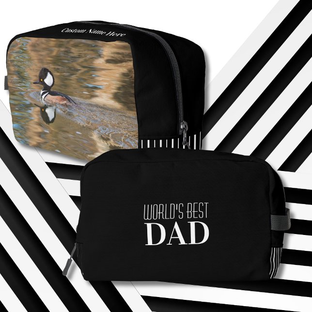 Vatertag Natur liebend Vater Waschbeutel (Black and white duck toiletry bag features customizable text that makes a gift perfect for Dad.)