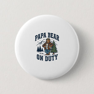 Vatertag Papa Bär Im Dienst Shirt Lustiges Tier Da Button